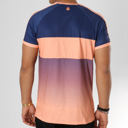 Sinners Attire - Tee Shirt Dip Dye Vector Bleu Marine Orange Dégradé