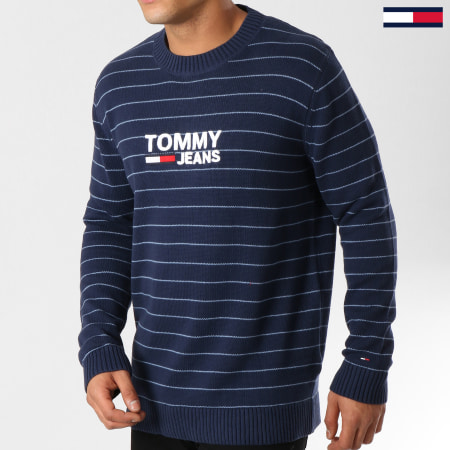 Tommy Hilfiger - Pull Corps Logo Stripe 5482 Bleu Marine
