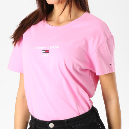Tommy Hilfiger - Tee Shirt Femme Corp Logo Rose