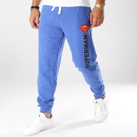 DC Comics - Pantalon Jogging Superman Logo Vintage Bleu Clair Chiné