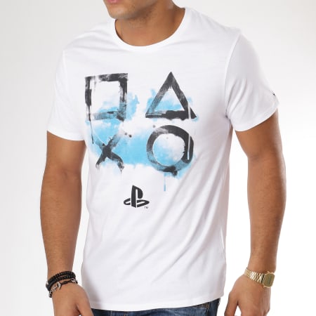 Playstation - Tee Shirt Painting Logo Blanc