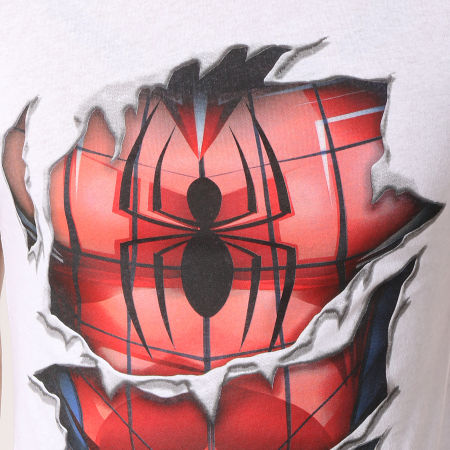 Spiderman - Tee Shirt Costume Ripped Blanc