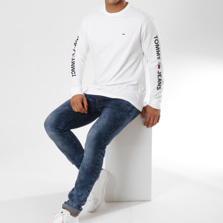 Tommy Hilfiger - Tee Shirt Manches Longues Logo 5546 Blanc Noir