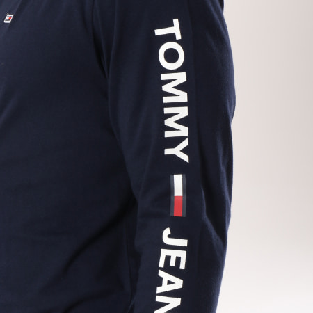 Tommy Hilfiger - Tee Shirt Manches Longues Logo 5546 Bleu Marine Blanc