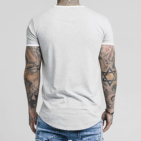 SikSilk - Tee Shirt Oversize Avec Bandes Tape Gym 14477 Gris Chiné