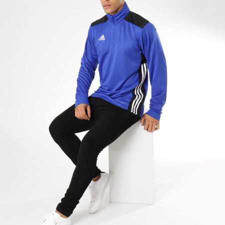 Adidas Sportswear - Tee Shirt Manches Longues De Sport Regi18 CZ8649 Bleu Roi Noir Blanc
