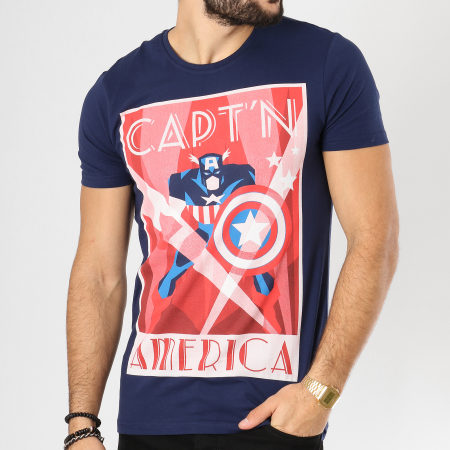 Captain America - Tee Shirt Captain America Bleu Marine