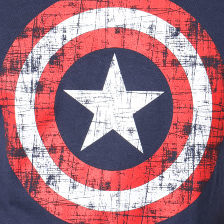 Captain America - Tee Shirt Cracked Shiel Bleu Marine