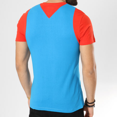Super Mario - Tee Shirt Super Mario Cosplay Bleu Clair Rouge