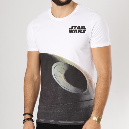 Star Wars - Tee Shirt Frontprint Death Star Blanc Gris Anthracite