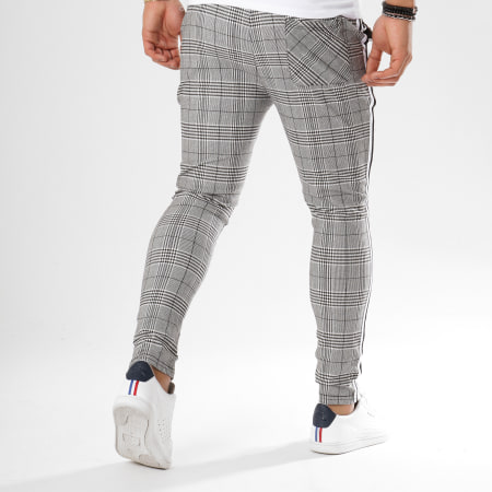 Uniplay - Pantalon Carreaux Avec Bandes T3296 Gris Noir Blanc