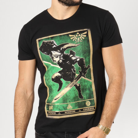Zelda - Tee Shirt Propaganda Link Triforce Noir