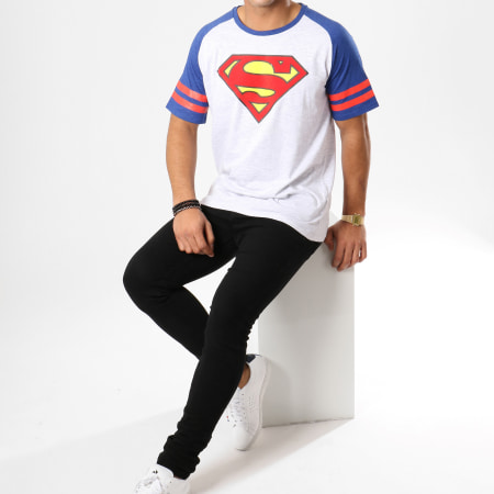 DC Comics - Tee Shirt Superman Gris Chiné Bleu Marine