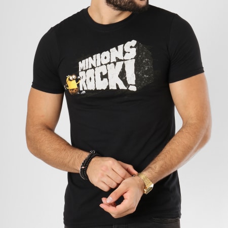 Les Minions - Tee Shirt Minions Rock Noir