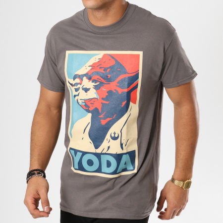 Star Wars - Tee Shirt Yoda Poster Gris 