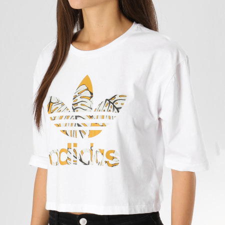 Adidas Originals - Tee Shirt Femme Crop DH3061 Blanc