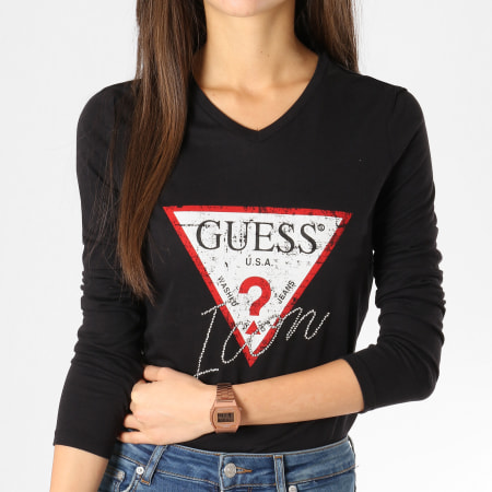 Guess - Tee Shirt Manches Longues Femme W91I58-K46D0 Noir
