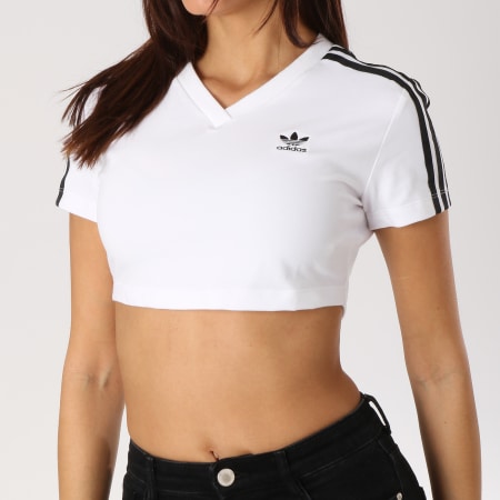 Adidas Originals - Tee Shirt Femme Crop DV2620 Blanc Noir