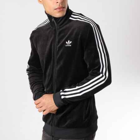 Adidas Originals - Veste Zippée Velours Cozy DX3626 Noir Blanc