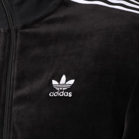 Adidas Originals - Veste Zippée Velours Cozy DX3626 Noir Blanc