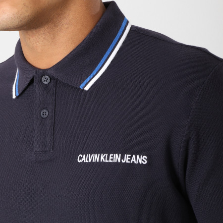 Calvin Klein - Polo Manches Courtes Inst Collar Dip Bleu Marine