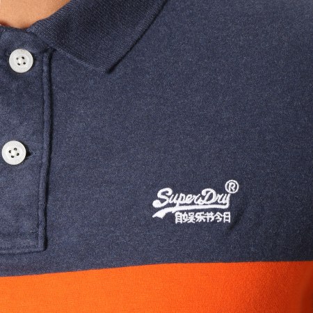 Superdry - Polo Manches Courtes Classic Terrace M11010ER Gris Chiné Bleu Marine Orange