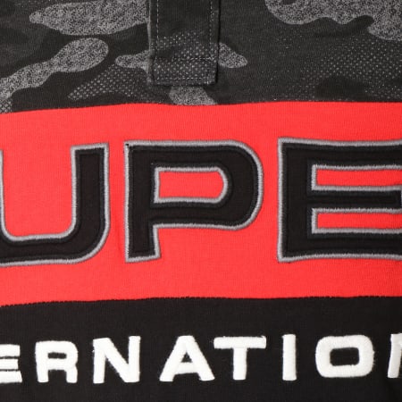 Superdry - Polo Manches Courtes international M11006ER Noir Gris Anthracite Camouflage