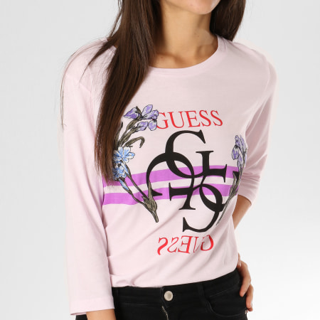 Guess - Tee Shirt Manches Longues Femme W83I41K51R0 Rose