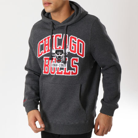Mitchell and Ness - Sweat Capuche Play Off Chicago Bulls Gris Anthracite Chiné
