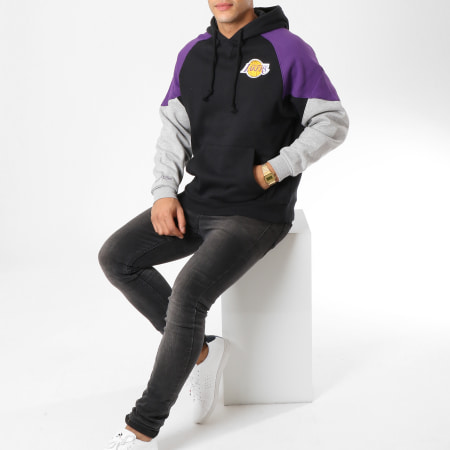 Mitchell and Ness - Sweat Capuche Trading Block Los Angeles Lakers Noir Violet Gris Chiné