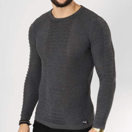 Paname Brothers - Pull 106 Gris Anthracite Chiné
