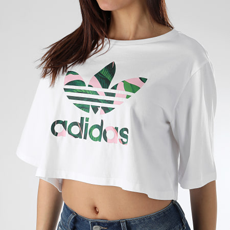 Adidas Originals - Tee Shirt Femme Crop DH3055 Blanc