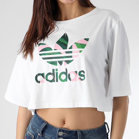 Adidas Originals - Tee Shirt Femme Crop DH3055 Blanc