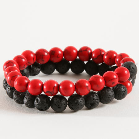 California Jewels - Lot De 2 Bracelets B939-2 Noir Rouge