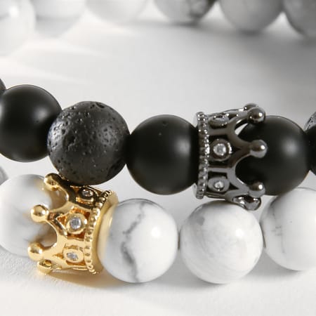 California Jewels - Set di 2 braccialetti B920 nero bianco