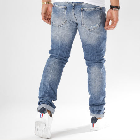 Only And Sons - Jean Tapered Troué Spun Bleu Denim
