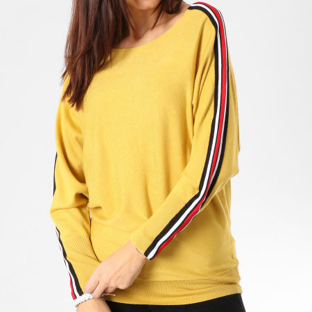 Girls Outfit - Pull Femme Avec Bandes JP2026 Jaune Blanc Rouge