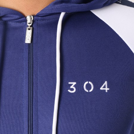 304 Clothing - Sweat Zippé Capuche Avec Bandes Brooklyn Bleu Marine