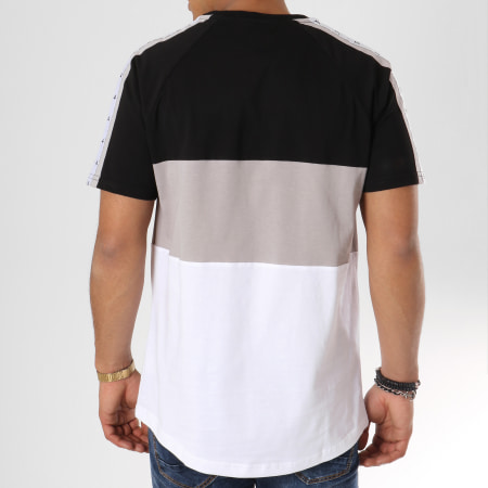 304 Clothing - Tee Shirt Oversize 3 Panel Avec Bandes Blanc Gris Noir