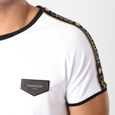 Gianni Kavanagh - Tee Shirt Oversize Bandes Brodées Gold Lurex Ribbon Blanc Noir Doré