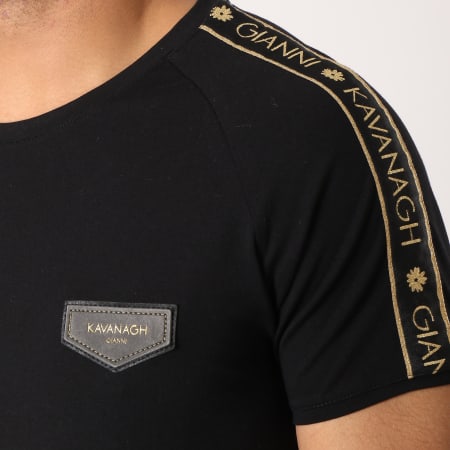 Gianni Kavanagh - Tee Shirt Oversize Bandes Brodées Gold Lurex Ribbon Noir Doré