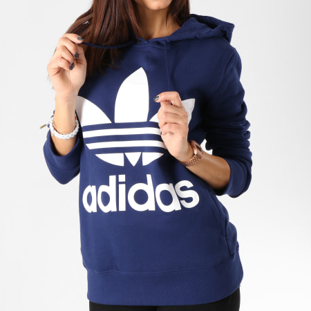 Adidas Originals - Sweat Capuche Femme Trefoil DV2568 Bleu Marine
