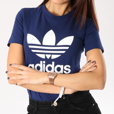 Adidas Originals - Tee Shirt Femme Trefoil DV2599 Bleu Marine 