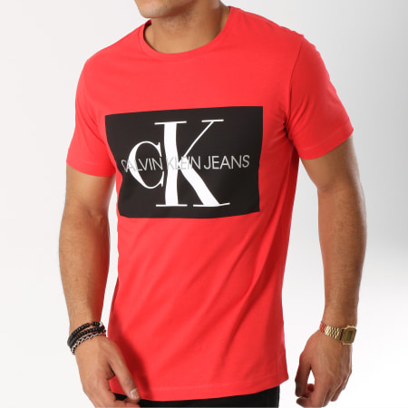 Calvin Klein - Tee Shirt Monogram Box Logo 7843 Rouge Noir