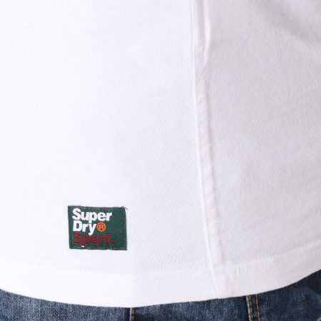 Superdry - Tee Shirt Manches Longues Applique Colour Block Blanc Noir Gris Chiné