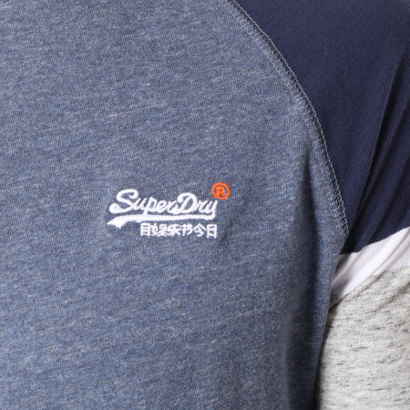 Superdry - Tee Shirt Engd Baseball Bleu Marine Chiné