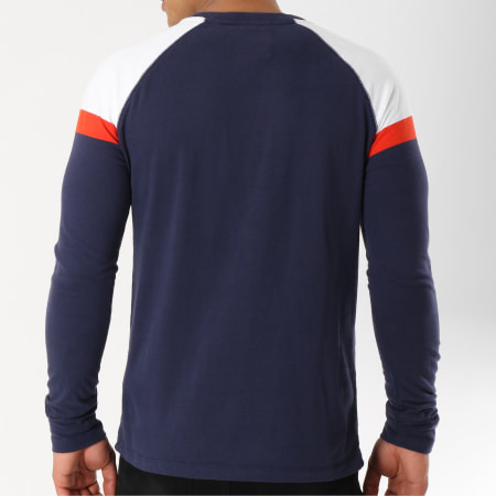 Superdry - Tee Shirt Manches Longues Orange Label Engd Baseball Bleu Marine Blanc Orange