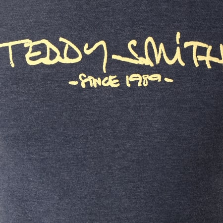 Teddy Smith - Tee Shirt Ticlass 3 Bleu Marine Chiné Jaune