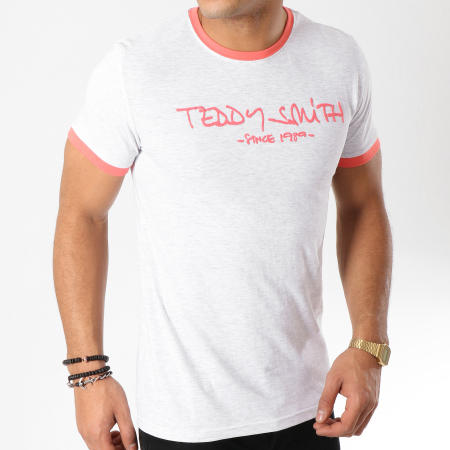Teddy Smith - Tee Shirt Ticlass 3 Gris Clair Chiné Rose