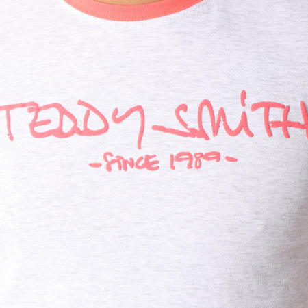 Teddy Smith - Tee Shirt Ticlass 3 Gris Clair Chiné Rose